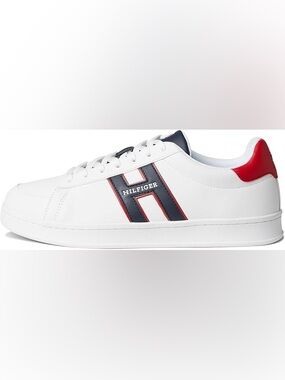 Tommy Hilfiger Jolix White Sneakers with Navy and Red Trim Mens US 8